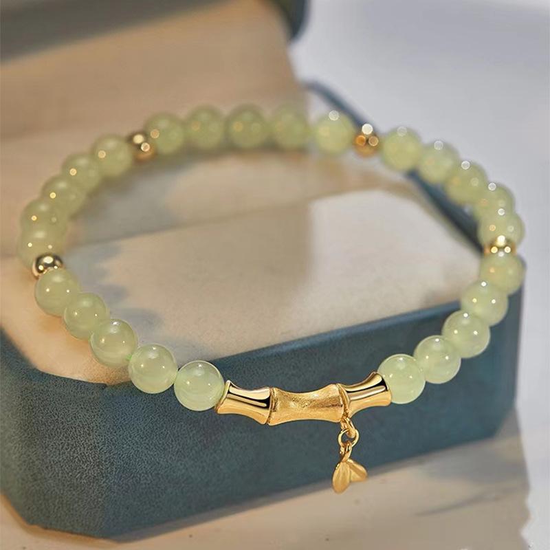 Natural Hetian Jade Bamboo Bracelet - Ancient Style Summer Design