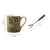 Luxury High-Grade  Bone China Leopard Print Coffee Mug  Ceramic  Milk Cup Tea Cup with Spoon drinkware Gifts