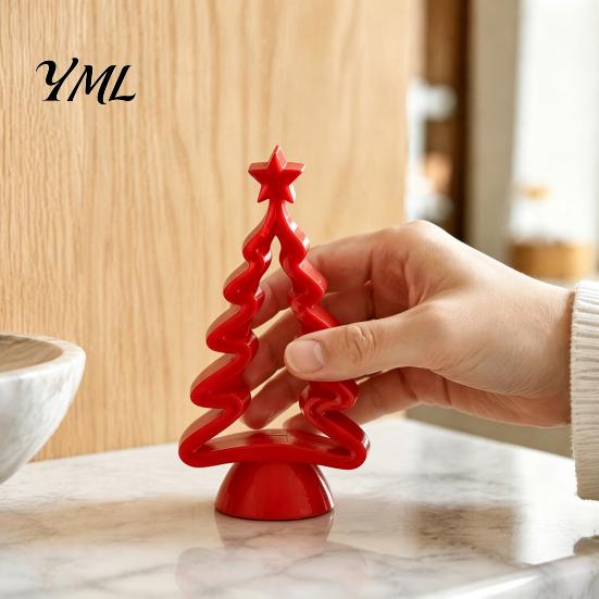 Exquisite Christmas Home Decor Hollow Tree Statue, 3D Printed Star Topper Ornament, Ornament Modern Festive Centerpiece for Tabletop Holiday
