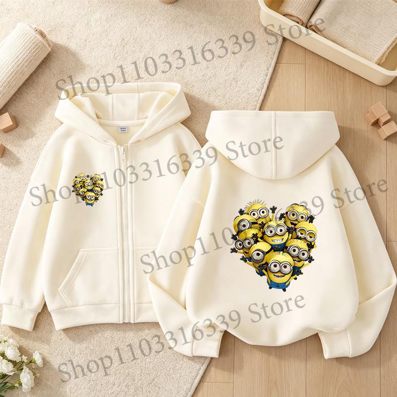 New Minionses Kids Zipper Hoodies Coats Girl Boy Sweatshirt Clothes Long Sleeve Harajuku Pullovers Casual Hooded Tops GIFT 2026
