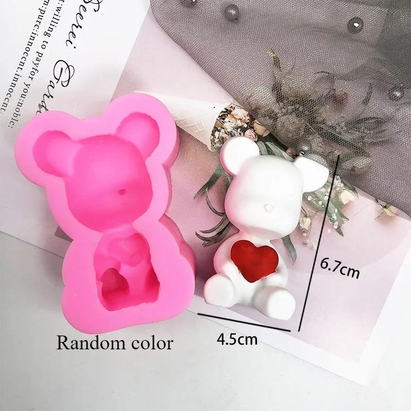 3D Bären Kerze Silikonform Niedliches Mini Tier Duftkerze Seife Gips Dekorative Dekoration Bastelform Diy Kuchen Backform
