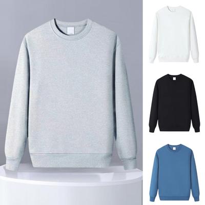 Herbst Winter Herren Top O Hals Lose Reine Farbe Elastische Bündchen Pullover Mittellange Sport Alltagskleidung Schule Sweatshirt