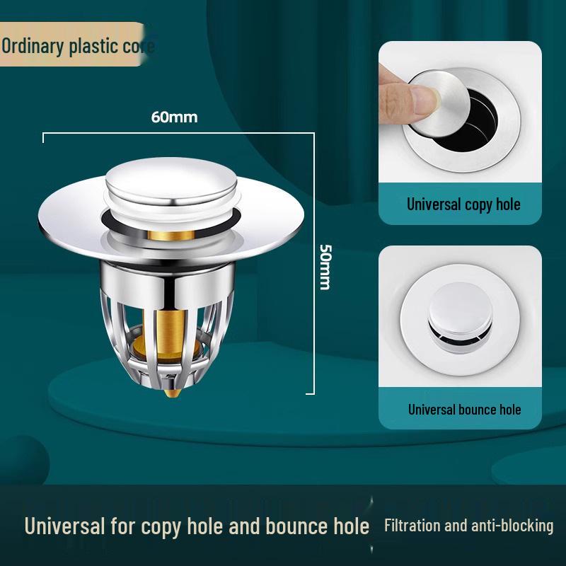 Press-type Anti-odor Leak-proof Copper Basin Drain Stopper