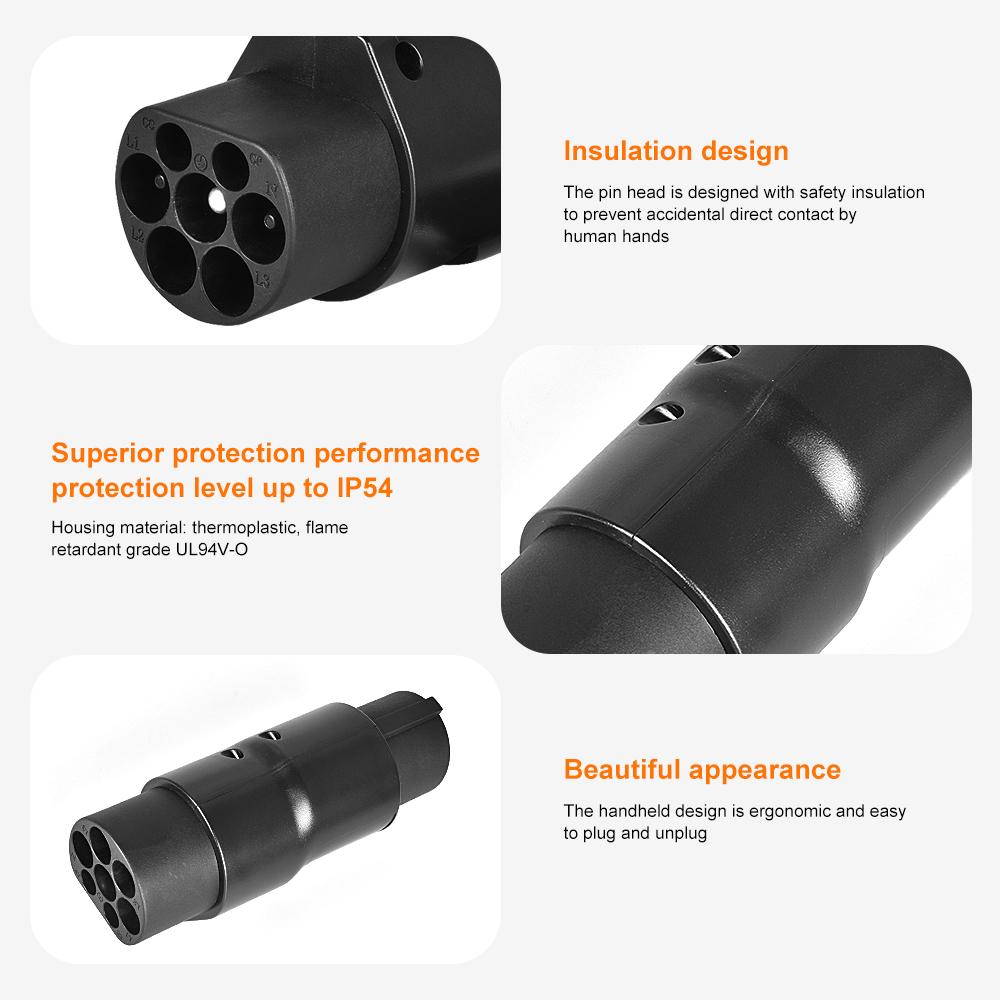 1PC Type2 To Type1 EV Charger Adapter New Upgraded With On/Off Function Electric Vehicle Charging Connector for IEC 62196 J1772