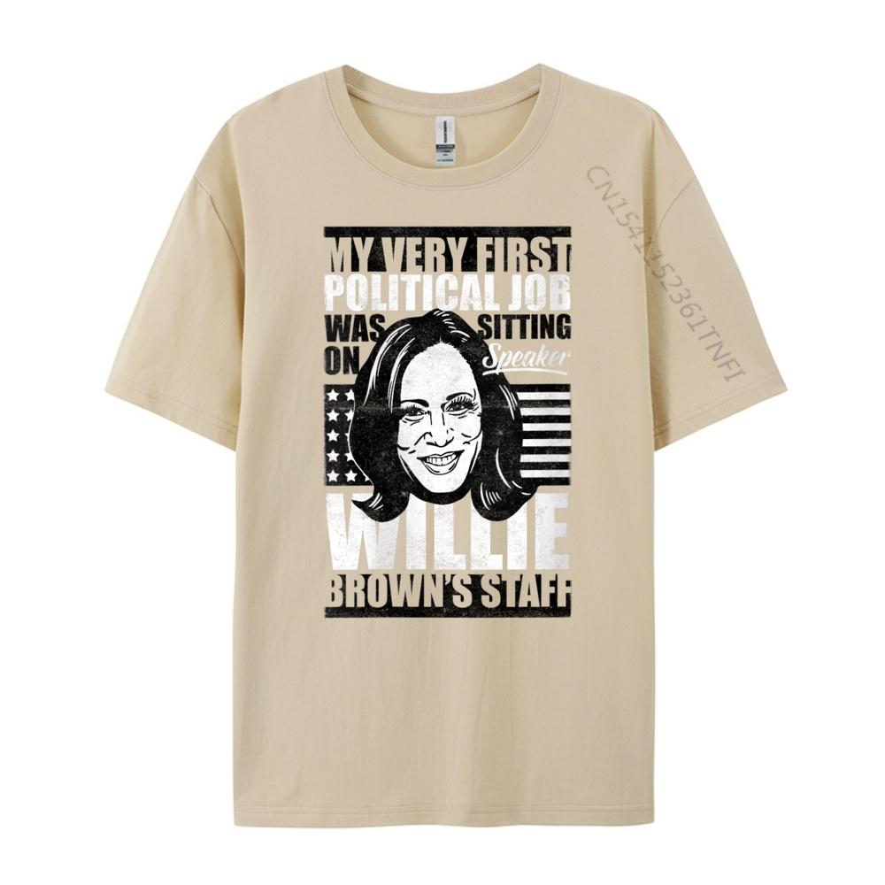 Womens Anti Biden Kamala Harris First Job Willie Brown Female Vp Black T Shirt TShirts Easter Sunday