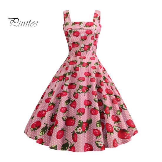 

Женское платье для выпускного вечера с клубничным принтом трапециевидной формы, большие качели, винтажный декор на пуговицах, без рукавов, на молнии сзади, с высокой талией, с открытой спиной, с квадратным вырезом, для коктейлей, миди M розы красного