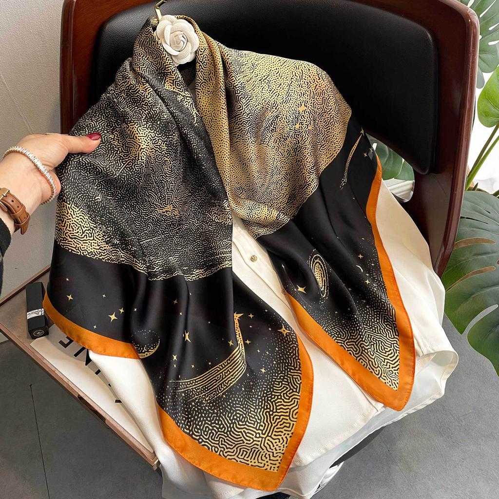 Wysokiej jakości luksusowe jedwabne szale z pałąkiem na głowę szaliki szalik dla kobiet łańcuszek jedwabny szal damski dekoracyjny szal