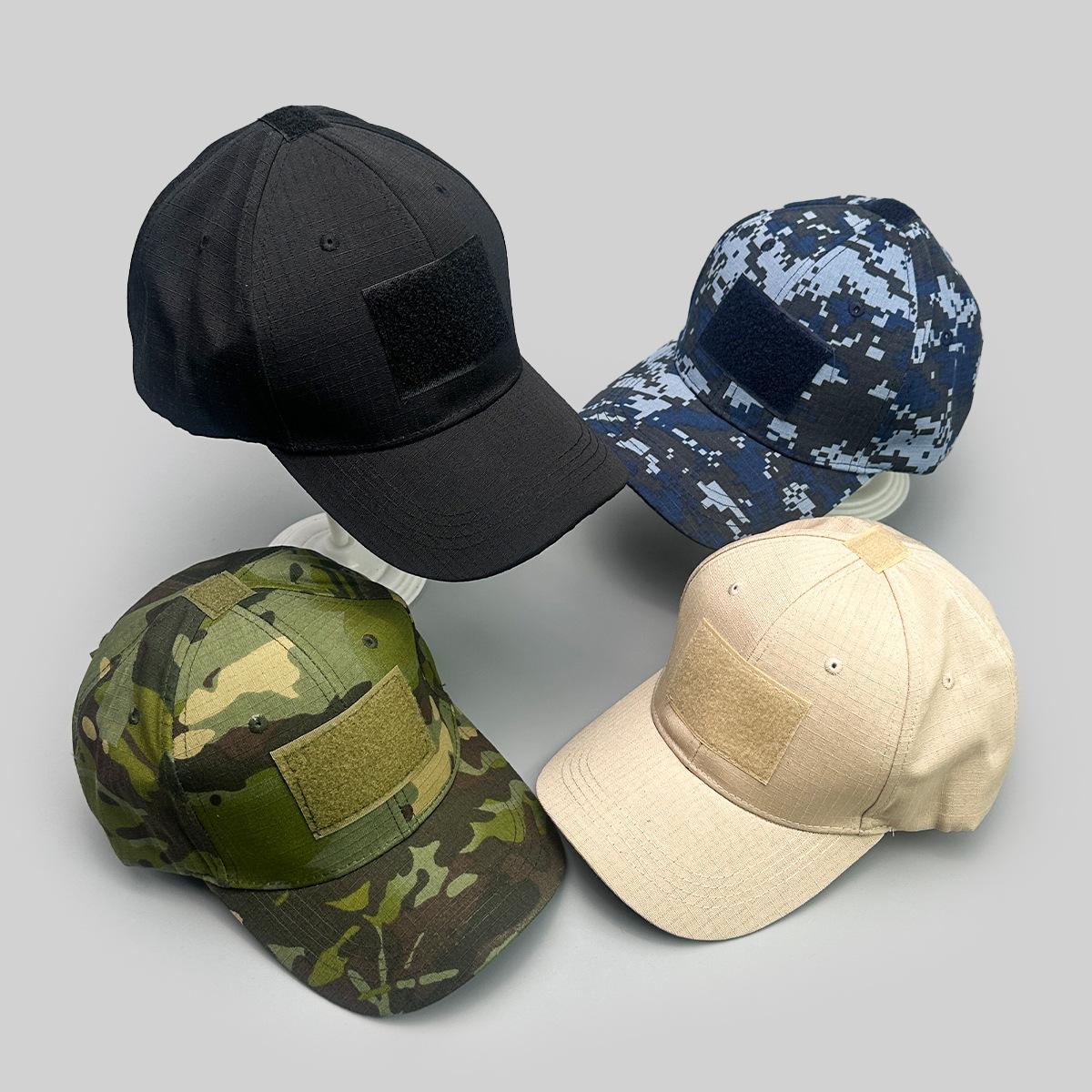 Supermarket Go Women's Black Camouflage Velcro Hardtop Outdoor Baseball Cap Men's And Shade Sports Cross-Border Military Fan Special War Cap 52-60Cm