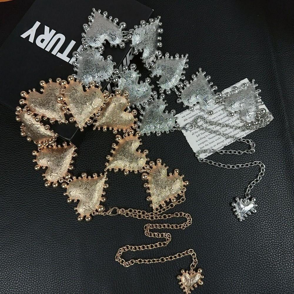 Punk Zinc Zinc Alloy Waist Chain Jeans Decor Adjustable Belt Elegant Heart Chain Waistband  Waist Accessories