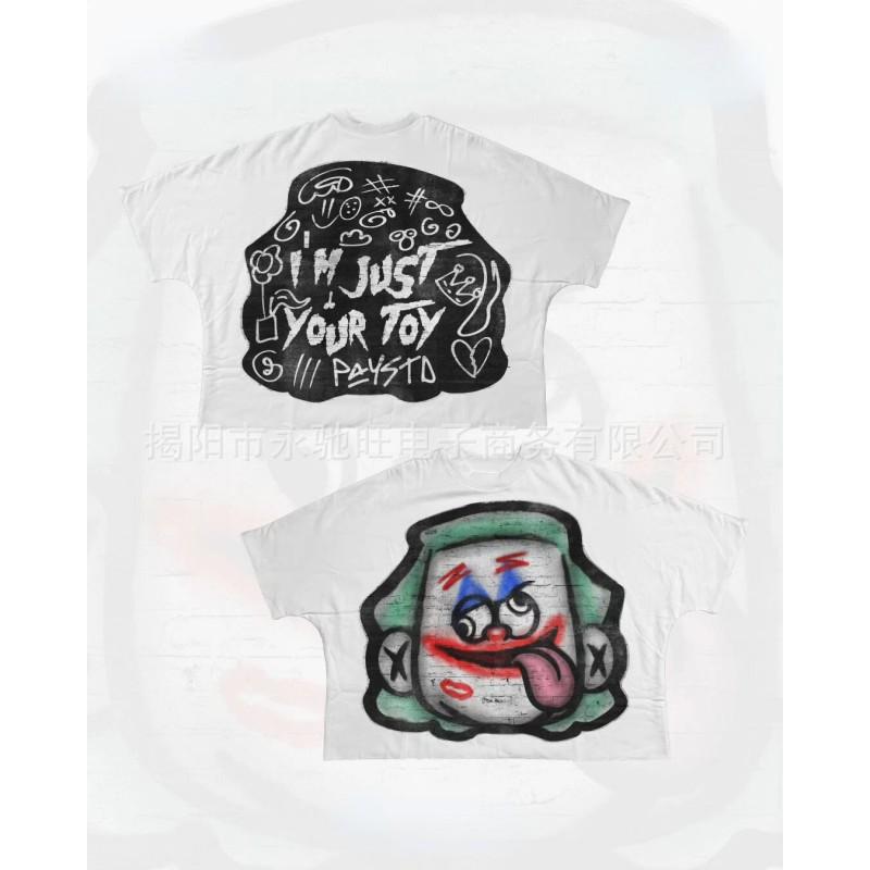 Punk Y2k Short Sleeve T-Shirt Teens Loose Fit Casual Top With Print