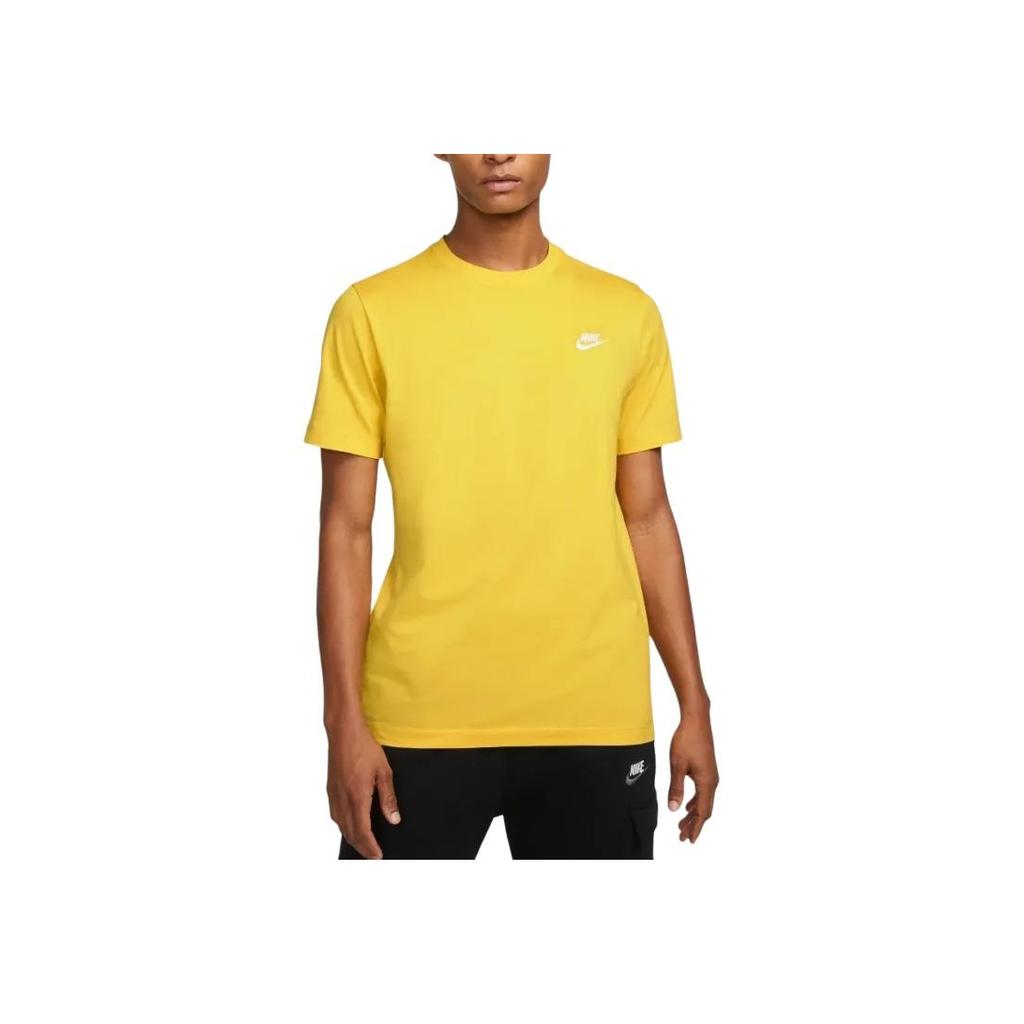 Nike Solid Color Crew Neck Logo Print T-Shirt Men Tops Sulfur AR4997-709