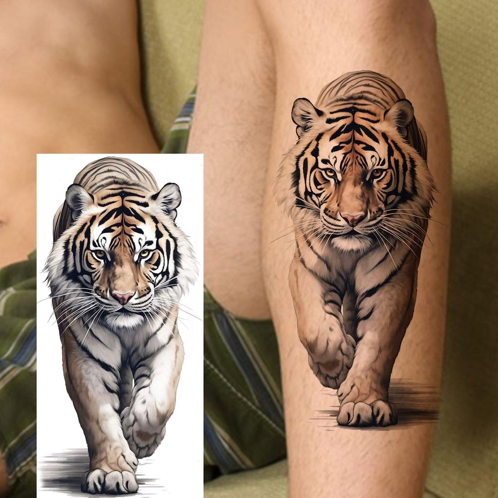 1 Sheet Fierce Tiger Lion Dragon Temporary Tattoos For Men Women Waterproof Wolf Skull Tatoos Long Lasting  Fake Tattoo Stickers