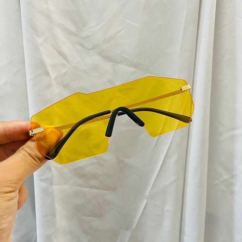 Oversize Metal Reflective Film Rimless Sunglasses Unisex Ocean Film Shades UV Protection Eyewear for Men Women