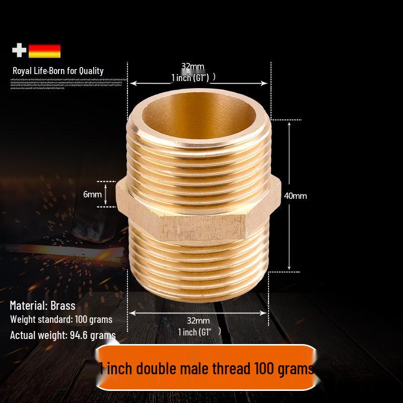 All-Copper Male Thread Direct Coupling, Short To Extended Thread, 4-Point To 6-Point, 1-Inch Inlet Pipe Reducing Joint