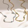 Hot Sale Natural Turquoise Stainless Steel Clavicle Chain Plated 18K Gold Non-Fading Necklace Light Luxury Niche Jewelry