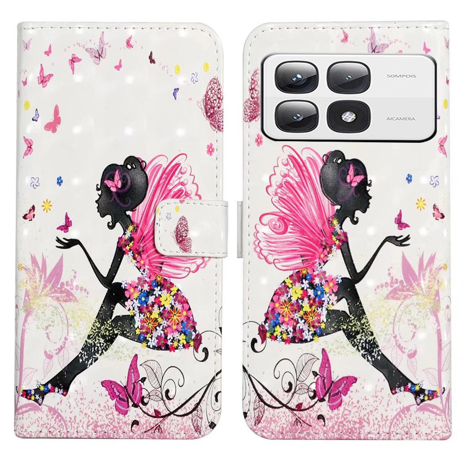 

For Xiaomi 14T Pro Case 3D Creative Pattern PU Leather Stand Phone Cover Girl