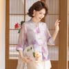 Women's Chinese Style Floral Chiffon T-shirt