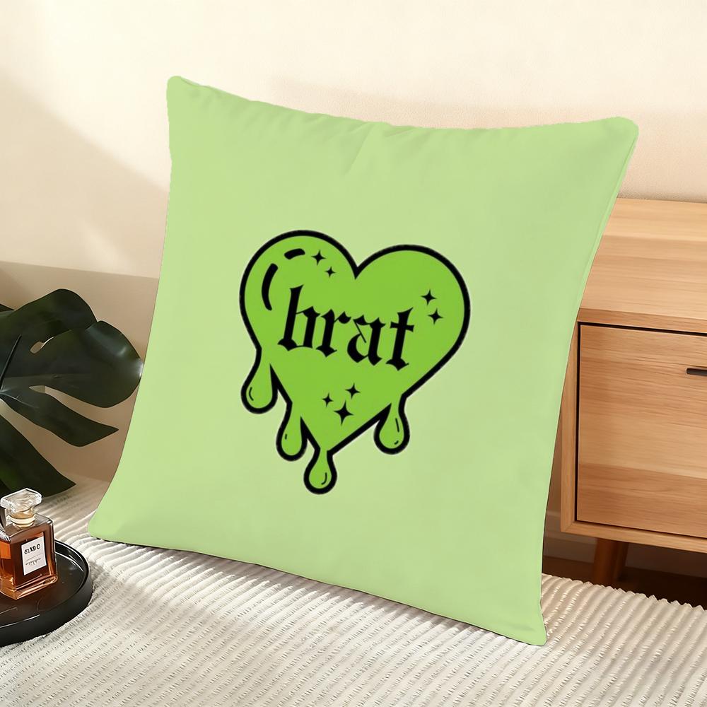 C-Charlis Xcx B-Brat Cushion Cover Soft Short Plush Pillow Cover Smooth Cozy Texture Aesthetic Cushion Case Home Decor