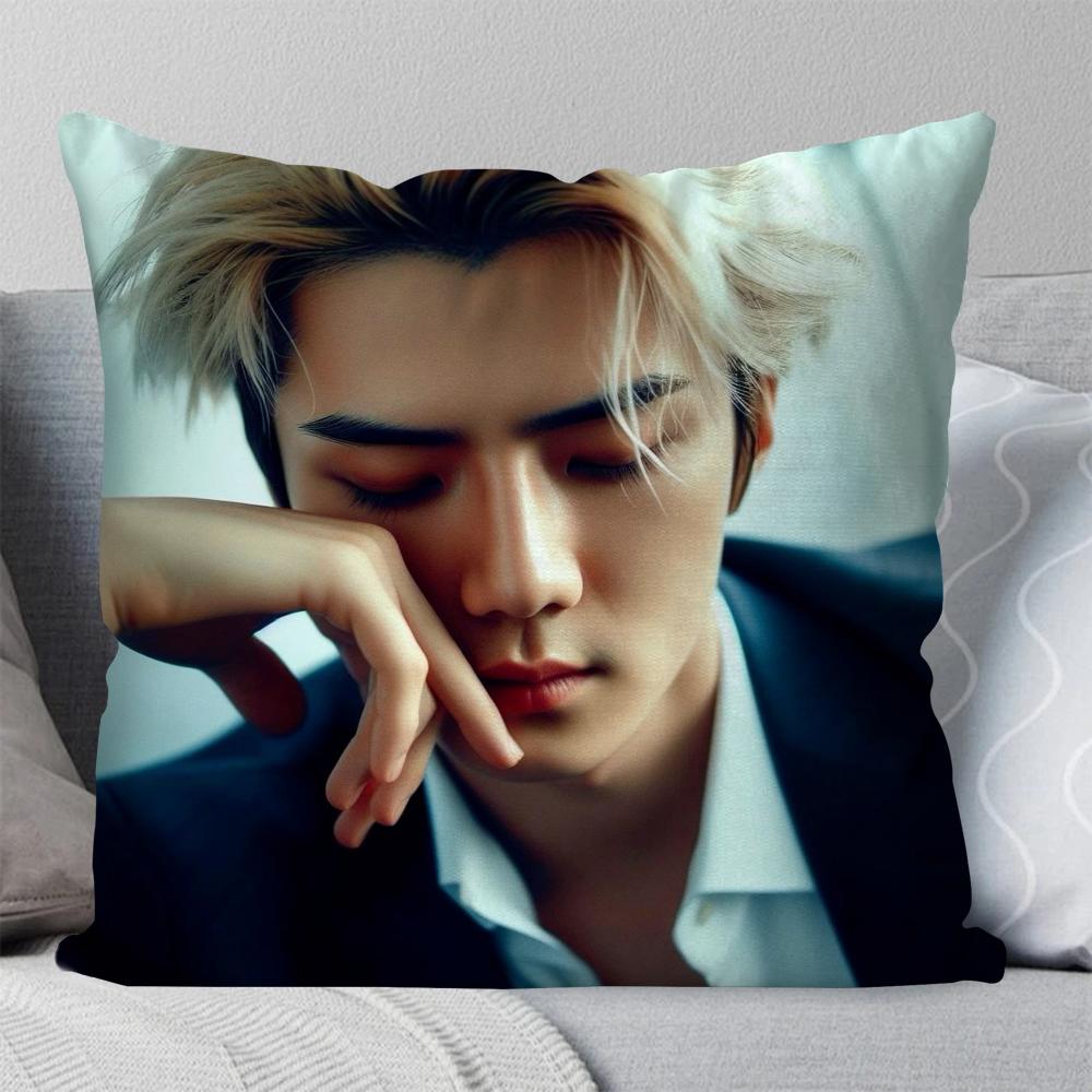Koreanischer Prominenter SE HUN Kissenbezug Quadratisches Kissen Schlafzimmer Sofa Freizeit Komfort Kissen Auto Wohnzimmer Heimdekoration 40X40