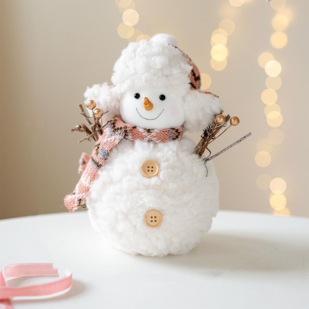 Round Hat Christmas Snowman Ornaments Knitted Snowman Statue Cute Xmas Decoration  Festivals