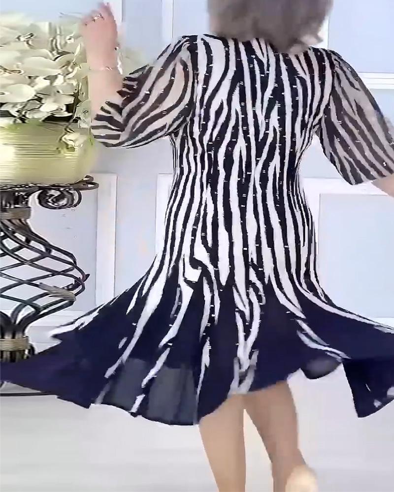 2025 Summer European & American Fashion Print Round Neck Dress for Women