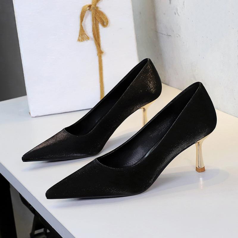 Fashion Leopard Shoes High Heels Women Silk Pointed toe Elegant Ladies Party Shoes Brand Black Thin Heel 6.5cm