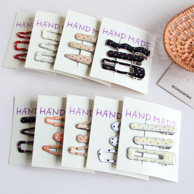 

Multi-Color Polka Dot Geometric Metal Drip Glaze Hair Clip Set (Shape as shown - Random color)