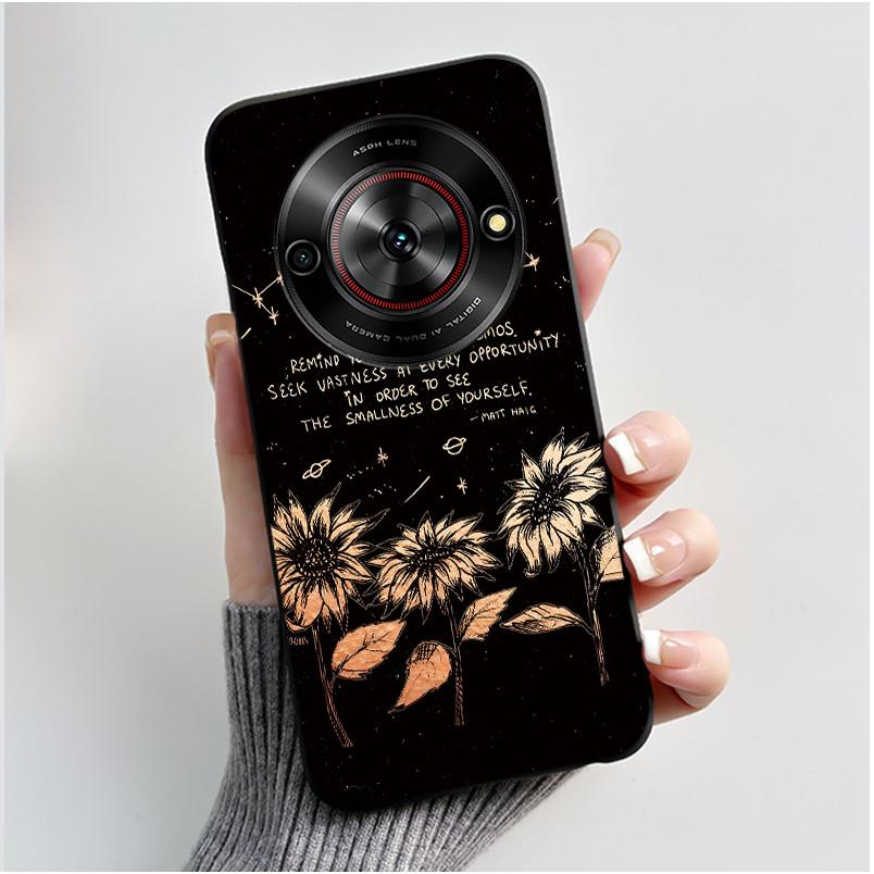 Cute Cartoon Case For ZTE Blade A75 5G/Nubia Focus 5G/Nubia Calf 5G Printing Shell Protective Cover Soft Silicone Black Casing