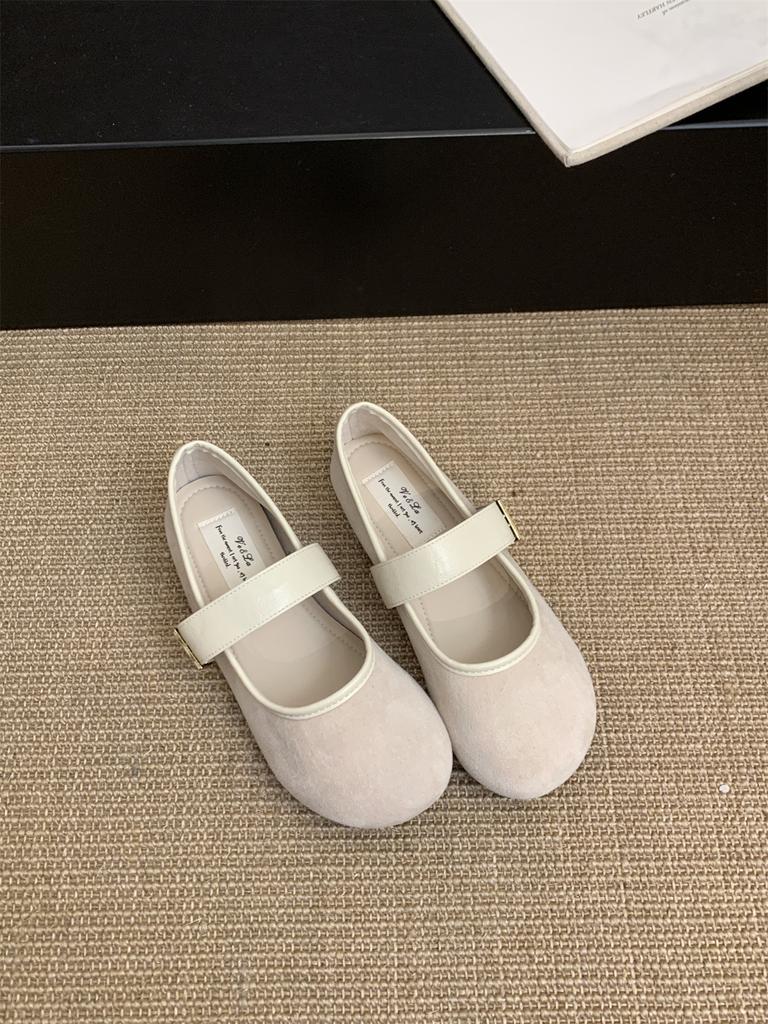 Suede Red Light Mouth Single Shoes Female Spring and Autumn New Retro Gentle Fairy Style Casual Soft Flat Mary Jane Shoes