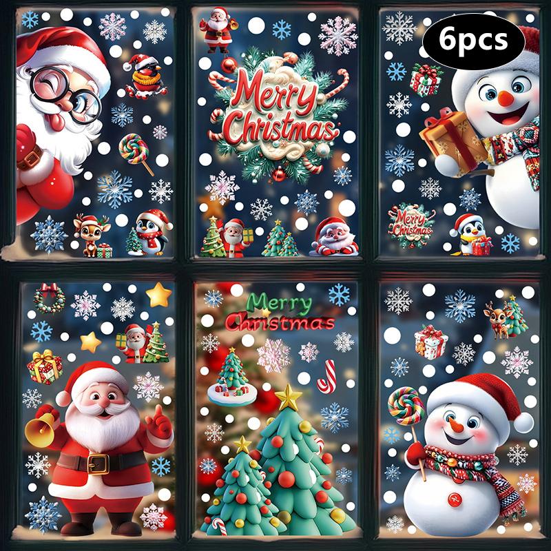 Creative Christmas Decorations, Electrostatic Stickers, Shop Window Decorations, Christmas Decorative Glass Stickers
