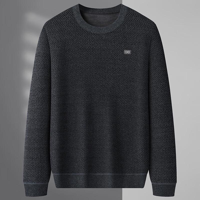 Men s Plus Size Fleece Lined Chenille Round Neck Sweater 7XL