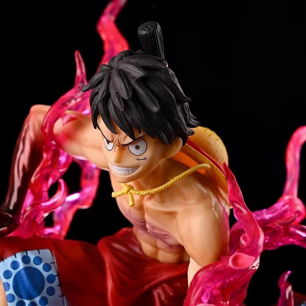 14.5cm One Piece Anime Figure Squatting Flowing Sakura Luffy Battle Form Model PVC Statue Ornament Holiday Toys Gift
