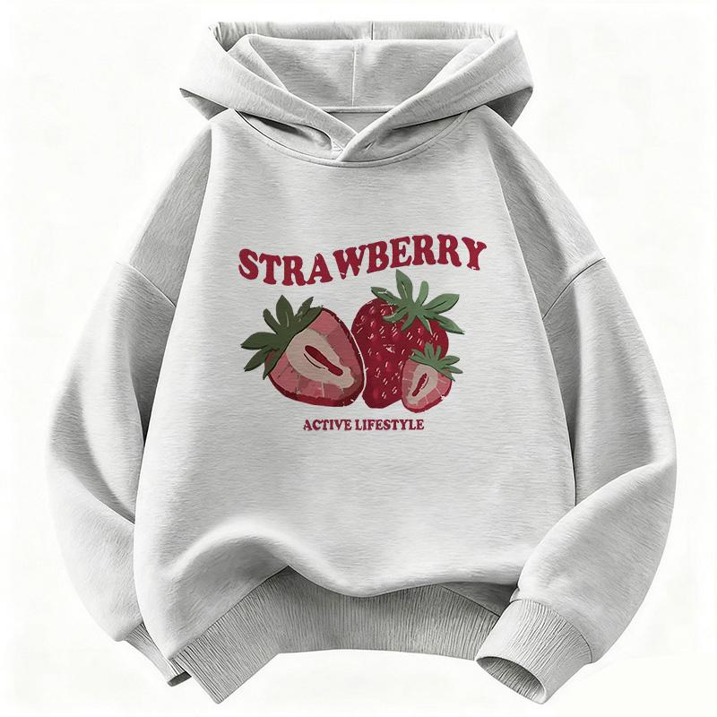 Sudadera con capucha divertida de fresa Y2k años 90 Niños Sudadera con capucha infantil para niños y niñas Otoño Primavera Sudaderas con capucha casuales