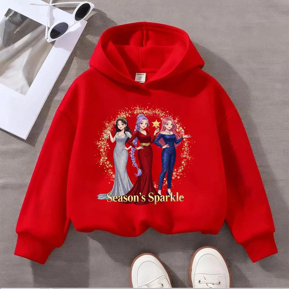 Adorable Kids Christmas Hoodie with Cute Anime Girls Design HUNTRIX Perfect for Festive Season