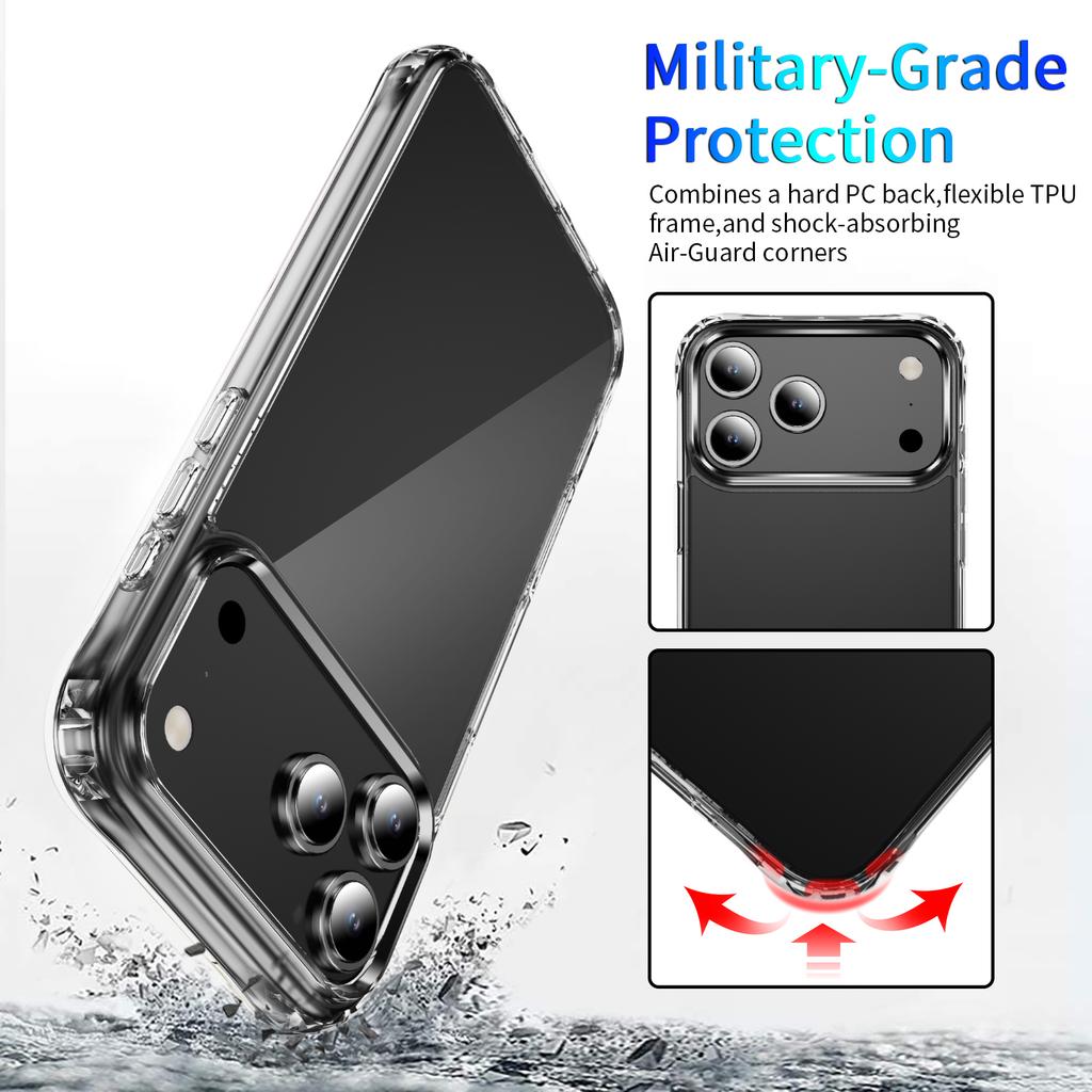 Stylish Full Wrap Clear Case for iPhone 17 Air 16 Plus 15 pro max, Anti-Yellowing Shockproof Air Cushion Corners Slim Anti-Scratch Phone Shell