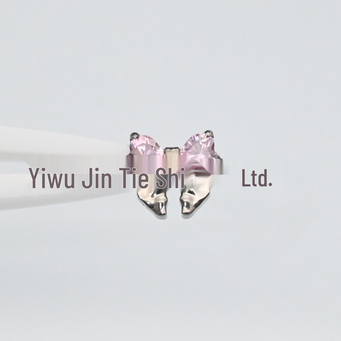 

F136 Titanium Alloy Bowknot Lip Stud with 5A Multicolor Zirconia Ear Jewelry Single Head (No Rod)