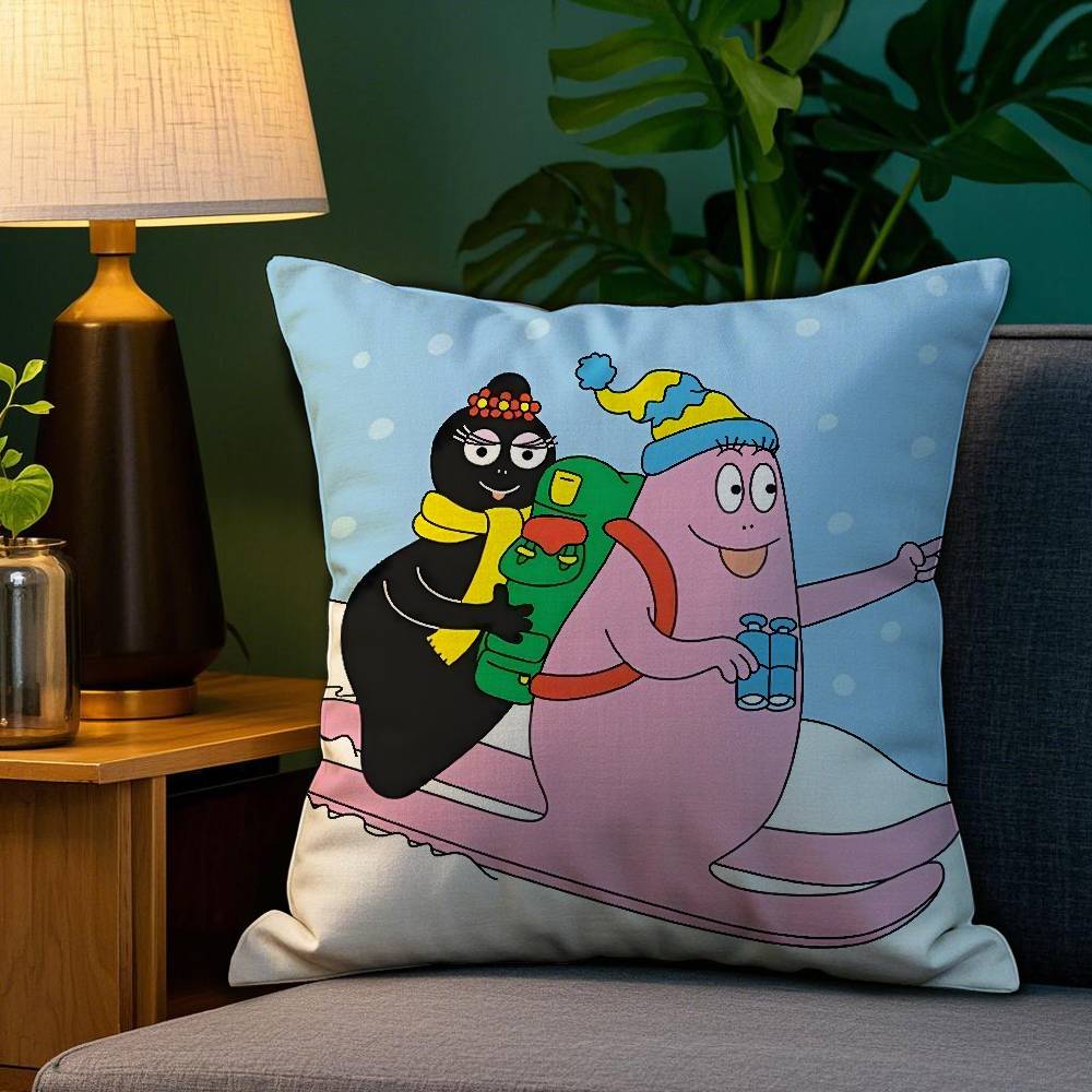Cartoon Cute B-Barbapapas Pillow Case Plush Fabric Soft Double Sided Print Sofa Cushion Cover Throw Pillow Covers