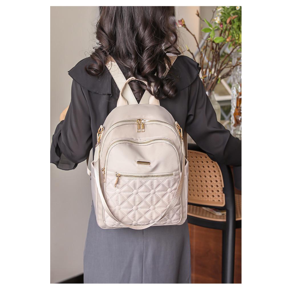 

IELGY rhombus embroidered thread backpack, Korean version of versatile large-capacity anti-splashing travel backpack бежевый