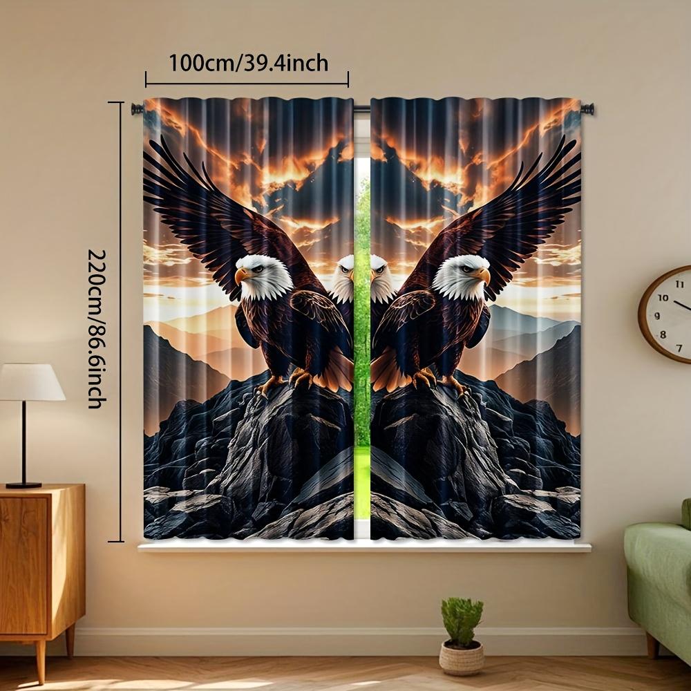 Set Of 2 Eagle Wings Design Polyester Curtains Hd Digital Print Drapes Bedroom Living Room Office Rod Pock Curtain With Semi Sheer Perfect For