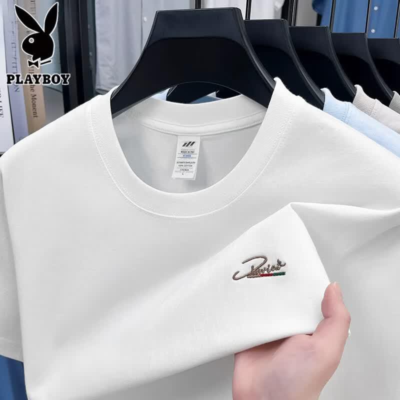 PLAYBOY Men's Pure Cotton Short Sleeve T-Shirt