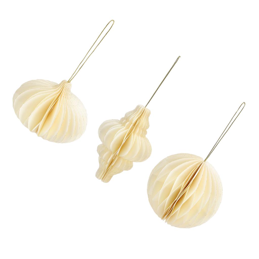 3pcs Hanging   Paper Ornaments 3 Different Shapes   Magnetic Hanging   Paper Xmas Tree Decorations