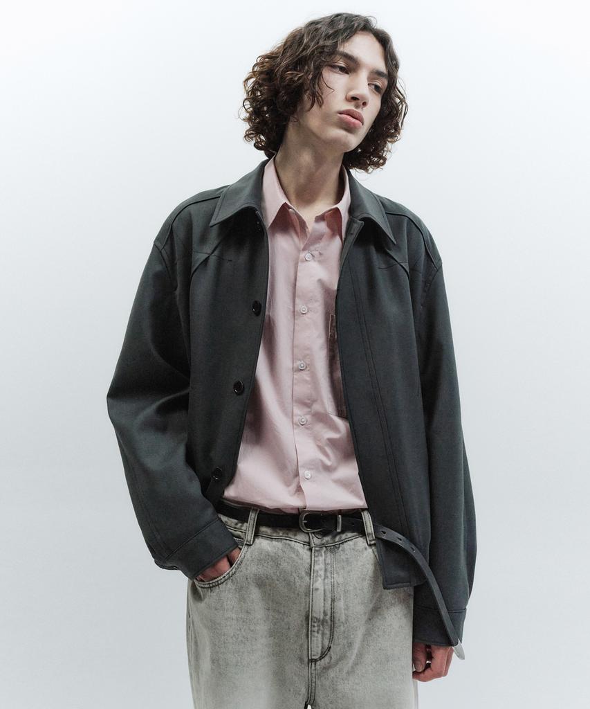 Insilence Origami Stitch Wool Jacket Blue Grey