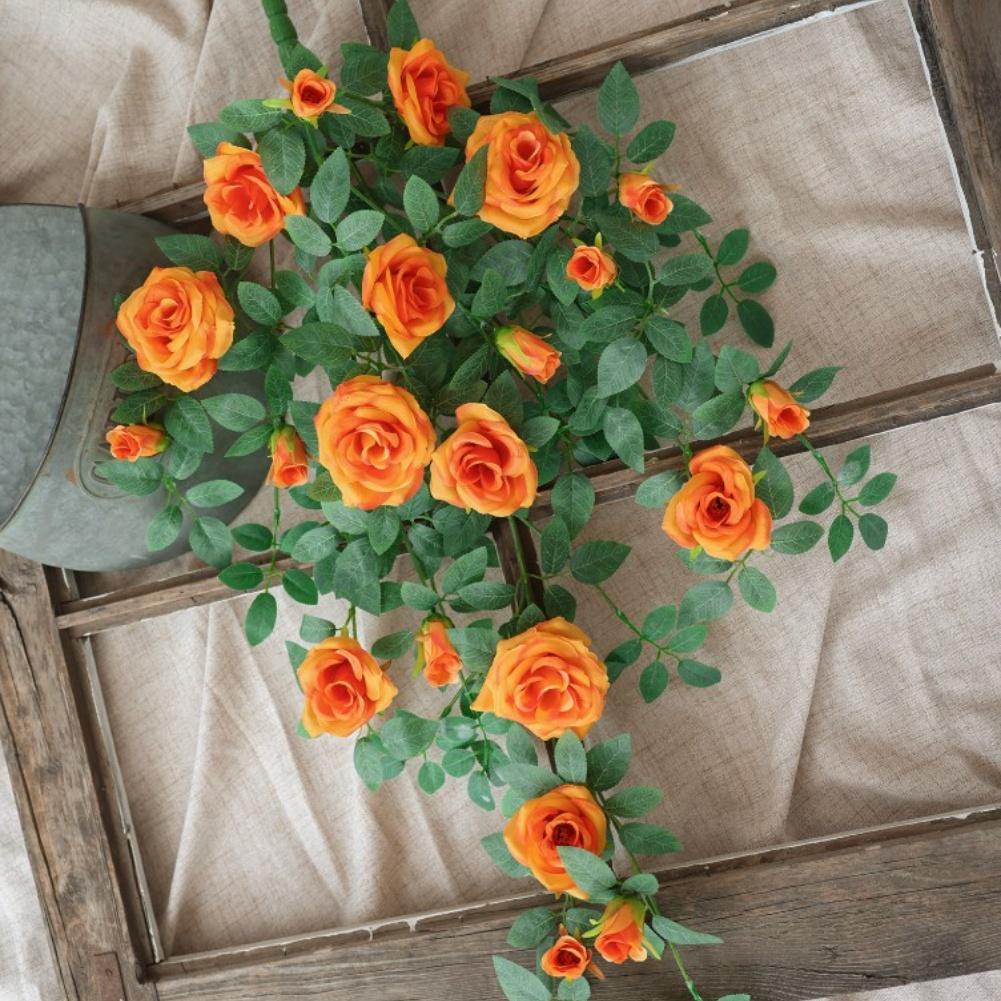 Artificial Flower Faux Rose Vine Realistic Floral Design 11 Large Flowers 10 Small Flowers Elegant Cascade Effect