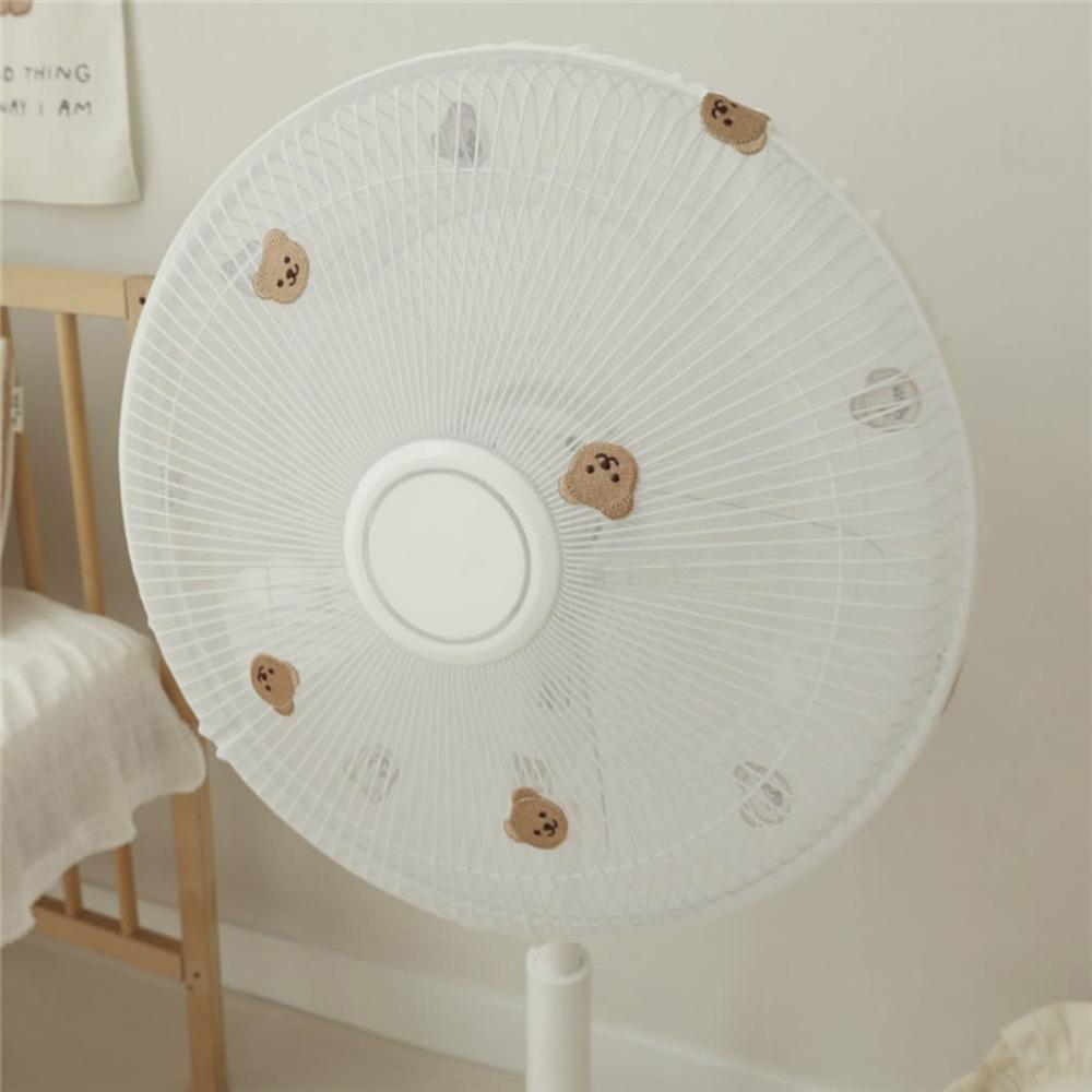 Waterproof Round Electric Fan Cover Bear Embroidery Electric Fan Dust Bag  Office