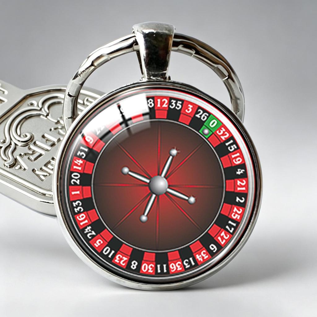 Roulette Wheel Embossed Keychain: Trendy Time Gem & Creative Metal Pendant Accessory