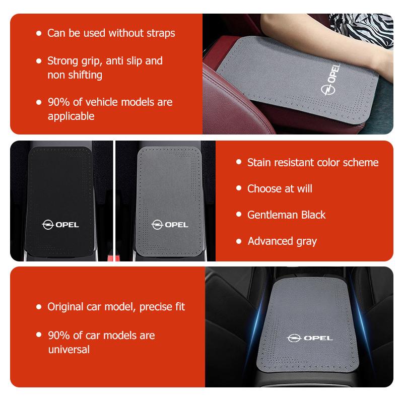 For Vauxhall Breathable Leather Car Logo Armrest Box Cover Central Armrest Protective Pad Tigra Corsa VXR Astra D G J H Zafira