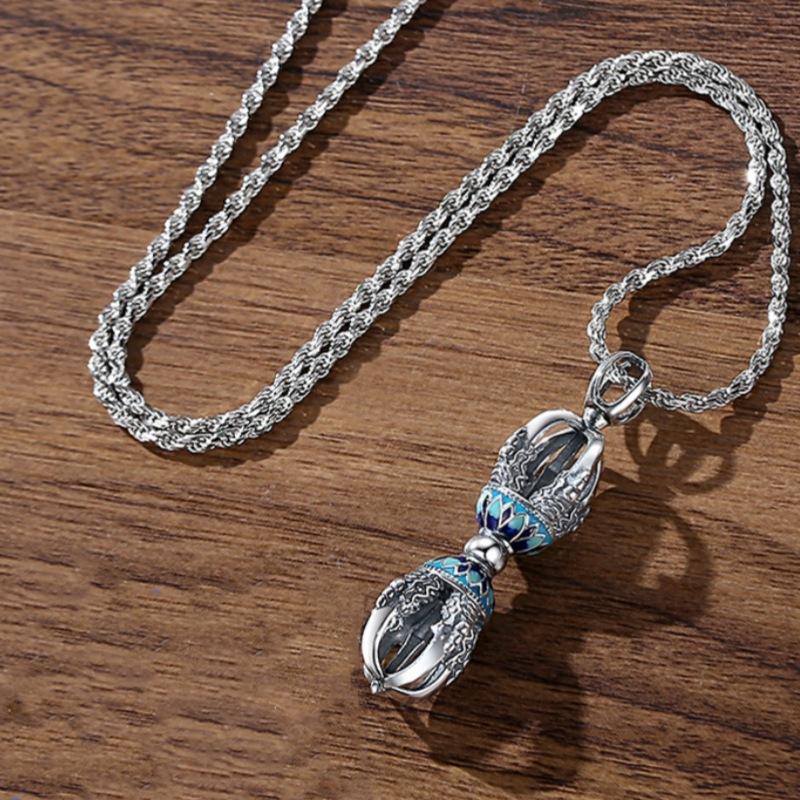 Vintage Cloisonn É Diamond Pestle Pendant, Men's Tibetan Demon Slaying Pestle Necklace, Accessory Pendant