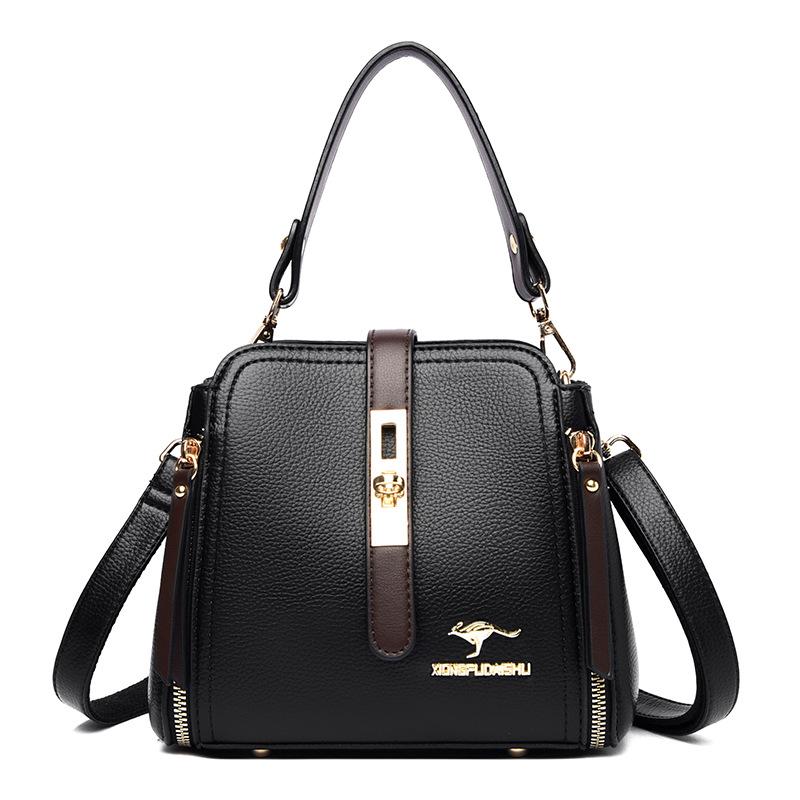 Fashionable Women's Handbag Retro Color Block Lock Small Bucket Crossbody Small Square Bag Casual Women's Shoulder Bag Commuting