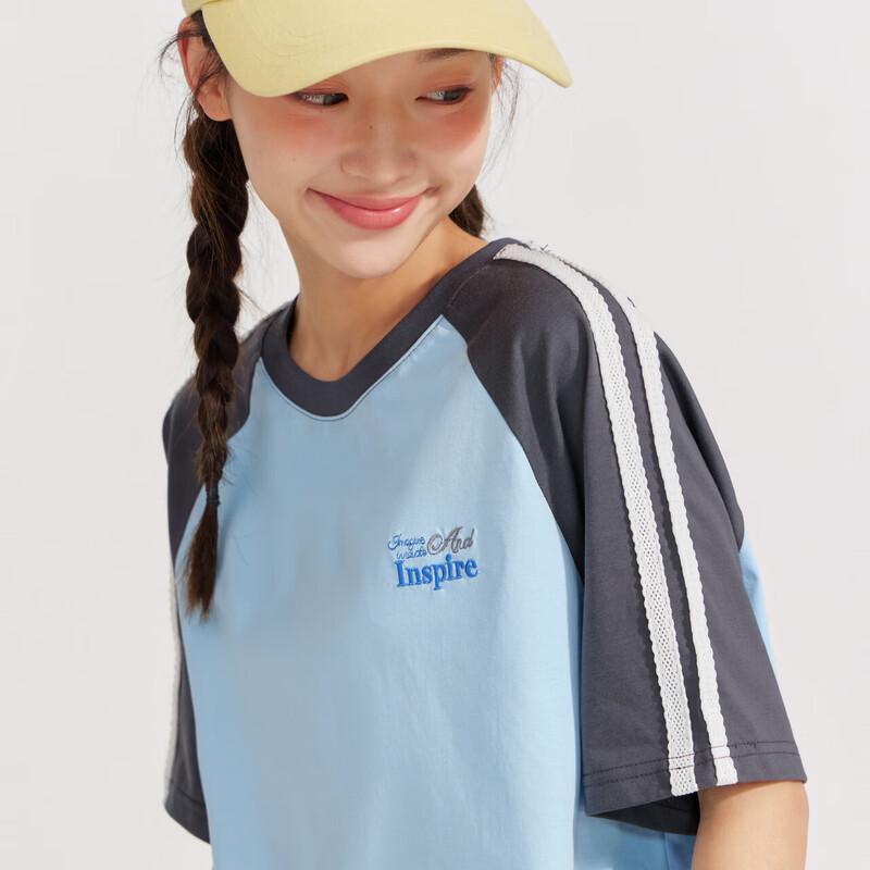 Desa Girls' Youth Fashion Contrast Raglan Short Sleeve T-Shirt