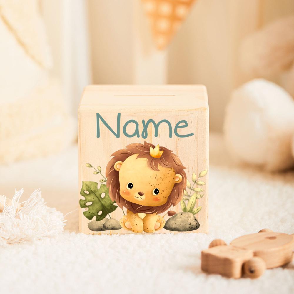 Personalized Money Box Animal with Name Kids Money Boxes Wooden Coin Bank Coin Collection Case Birthday Holiday Gift for Child